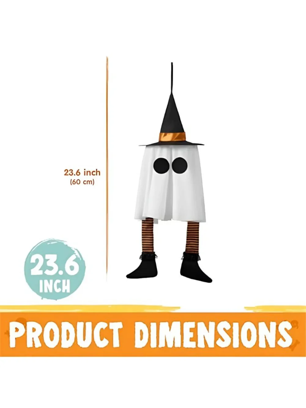 23.6'' 3PCS Halloween Hanging Ghosts Decorations Outdoor, Witch Hats